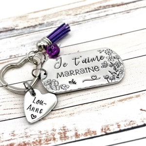 Marraine Cadeau, Je t'aime Marraine, Keychain Marraine, Marraine Porte Clé