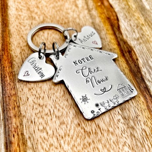 First New Home House Keychain, Home is Where the Heart Is, Gift New Home Owner, New House Gift, Notre Chez Nous image 5