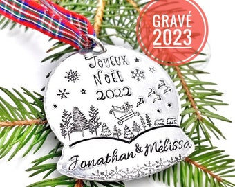 Personalized Christmas Tree Decoration, Family Tree Ornament, Custom Tree Ornament, Joyeux Noël Decoration