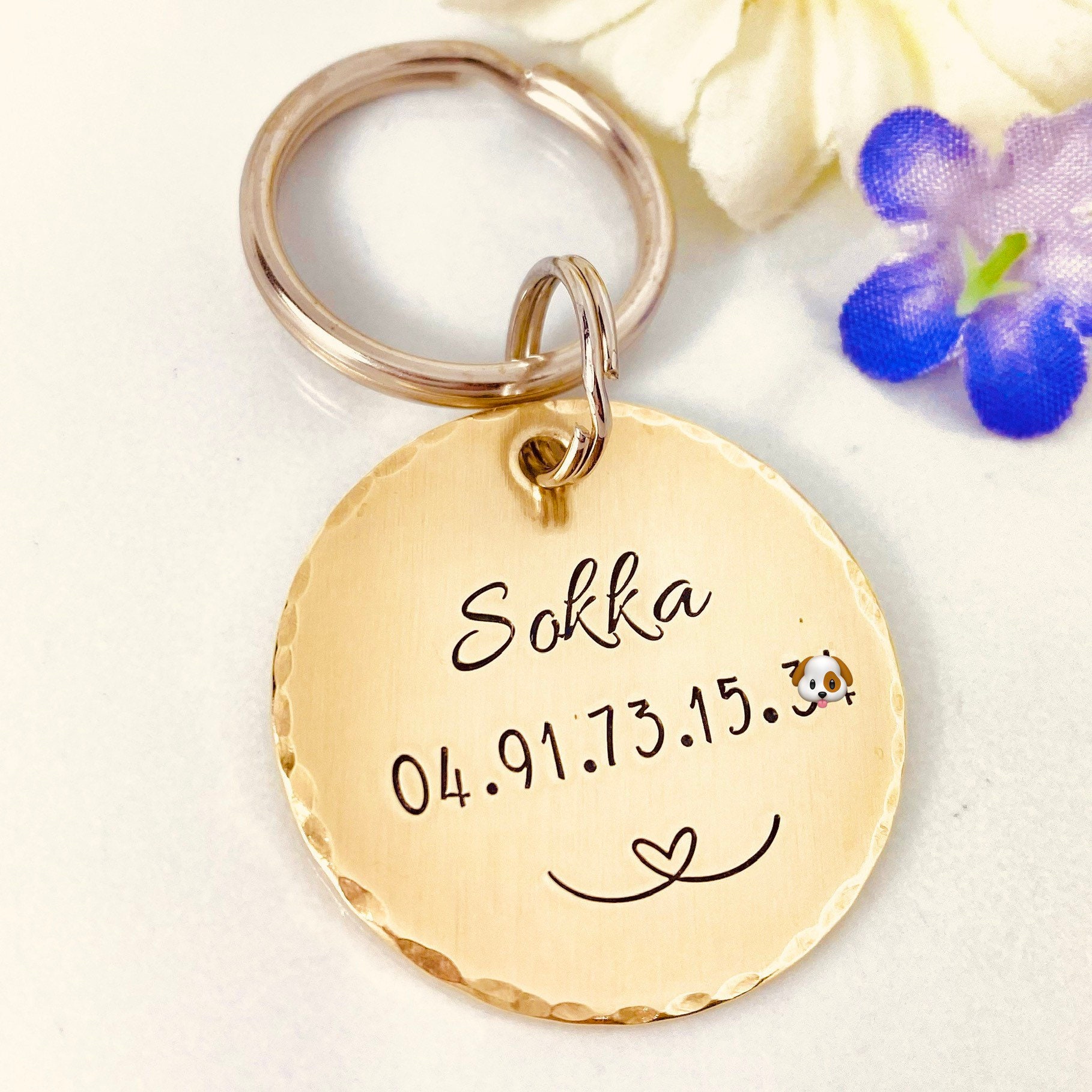 Médaillon d'identité Chien, Médaillon Personnalisé, Médaille Chien Laiton, Gravure Identité Chien