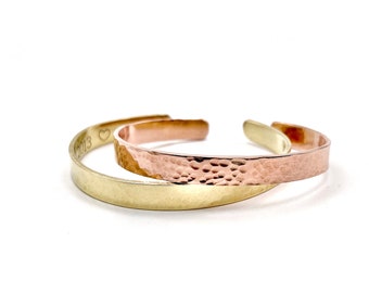 Ladies Copper Brass Cuff Bracelet, Hammered Copper Brass Cuff, Copper Message Cuff, Stamped Copper Bangle, Personalised Copper Cuff