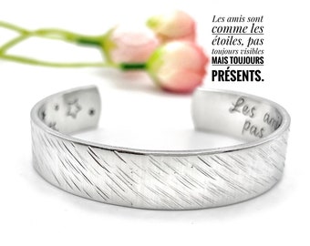 Vrais Amis Cadeau, Bracelet Jonc Citation Gravé, Bracelet Jonc Message Gravé, Bijoux Cadeau Amie, Citation Meilleure Amie