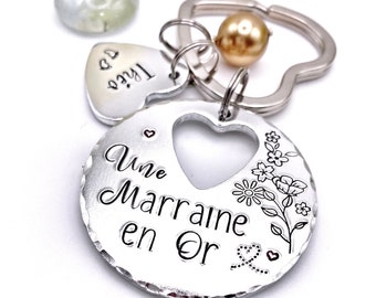 Demande Marraine, Porte-Clé Marraine, Cadeau Baptême Marraine, Marraine en Or, Bijoux Marraine