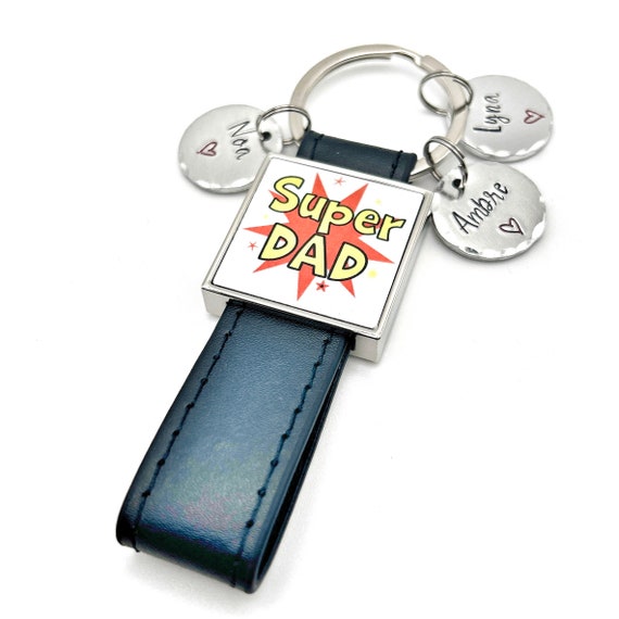 Father's Day Keychain, Gift Super Dad, Birthday Gift Dad