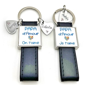 French Father&#39;s Day Keychain, Hand Stamped Personalised French Message, Keyring for Papa
