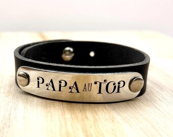 Men's Leather Bracelet, Gift Dad Father's Day, Bracelet Father