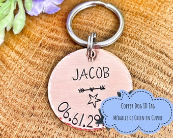 Personalized Copper Pet ID Tag, Pet ID Tags, Copper Heart Dog Tag, Custom Dog ID Tag