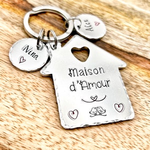 Maison d&#39;Amour, House of Love Keychain, Gift New Home Owner, New House Gift, Couples New Home Keyring