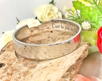 Ladies Personalised Cuff, Custom Cuff, Hand Stamped Silver Cuff, Personalised Cuff, Christmas Gift for Her