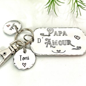 French Papa Keychain, French Custom Keyring, Idea Present French Dad Daddy, Papa d&#39;Amour