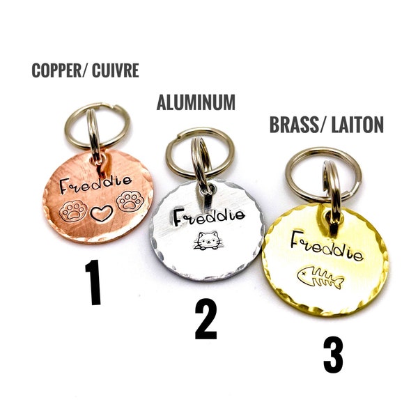 Personalized Cat ID Tag, Cat Identity Tags, Custom Cat Tag, Brass Copper Aluminium Cat Tags