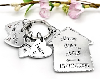 First New Home House Keychain, Home is Where the Heart Is, Gift New Home Owner, New House Gift, Notre Chez Nous