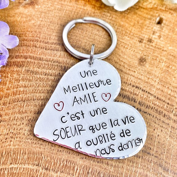 Porte clés couple gravé personnalisable - coeur à partager en 2