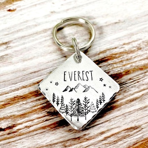 Custom Pet ID Tag - Dog Identity Medal - Mountain and Forest Scene