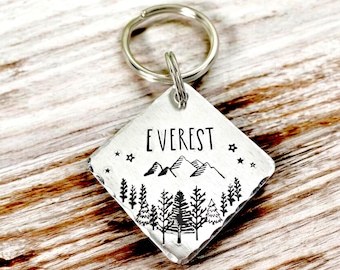 Custom Pet ID Tag - Dog Identity Medal - Mountain and Forest Scene