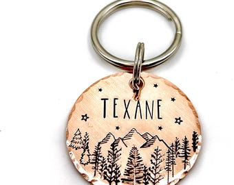 Dog Identity Disc, Custom Dog Tag with Forest Scene