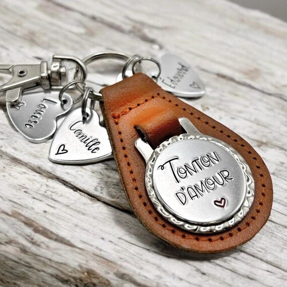 Portachiavi Personalizzato Per Zio - 'I Smile Because You Are My Uncle' - In Acciaio Inox Con Sacchetto Regalo