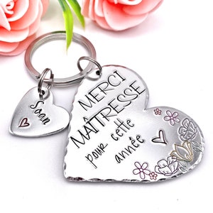 Hand Stamped Super Maitresse, French Teacher Keyring, Gift French Teacher