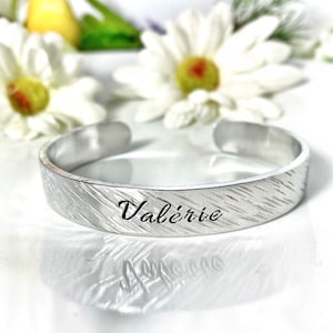 Name Cuff Bracelet, Stamped Silver Name Cuff, Custom Name Bracelet, Idea Friend Bracelet