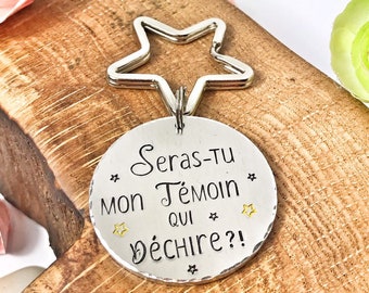 Hand Stamped French Witness Keyring