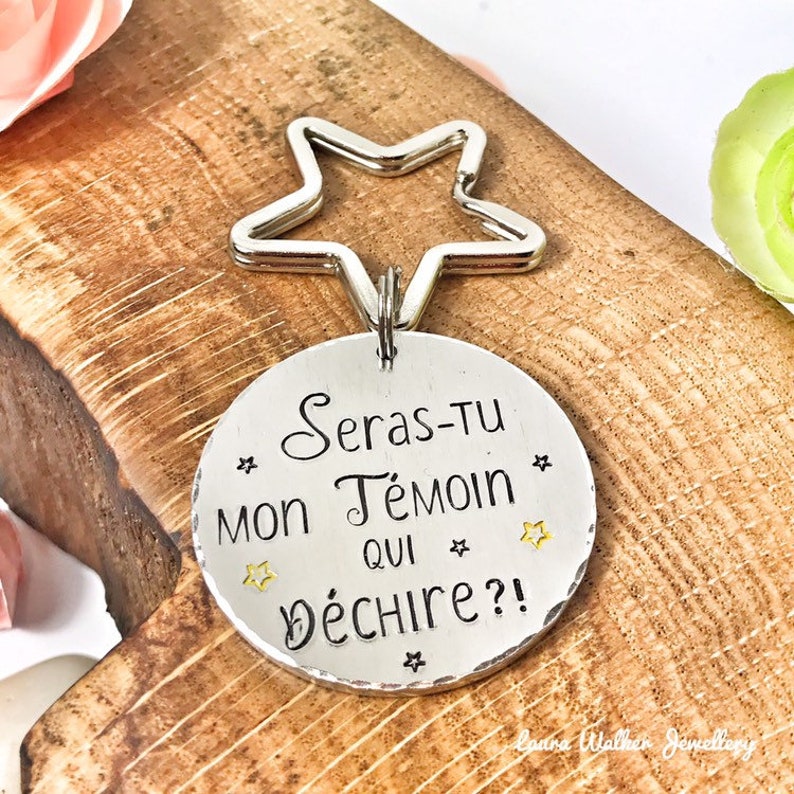 Témoin qui Déchire, Demande Témoin, Porte Clé Personnalisé Témoin, Baptême Cadeau, Témoin Idée Cadeau image 1