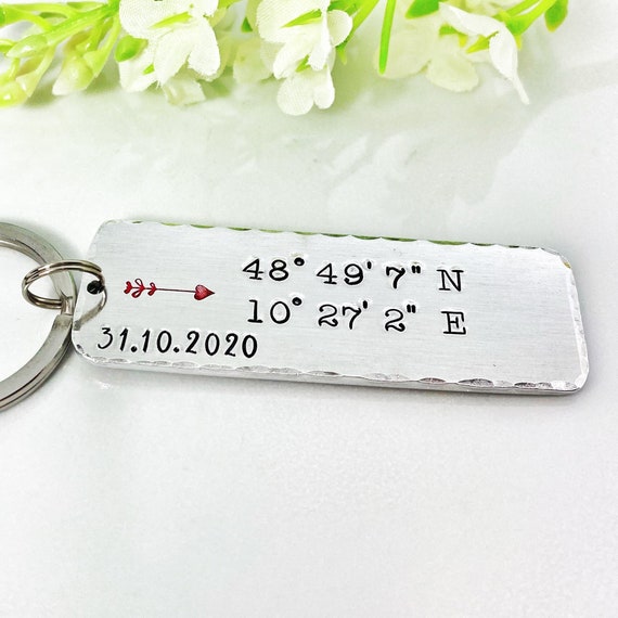 Personalized latitude deals and longitude keychain