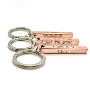 Personalized Copper Bar Keychain, Copper Name Keychain, Copper Anniversary Gift, Custom Copper Keyring