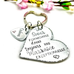 Marraine Keychain, Personalised French Godmother Keyring, Cadeau Marraine