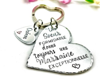 Cadeau Marraine Soeur - Porte clef Marraine - Annonce Marraine