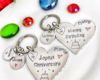 Porte Clé Joyeux Anniversaire, Cadeau Anniversaire Personnalisé, Porte Clef Mamie, Porte Clé Papa