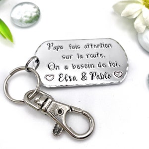 Hand Stamped Papa Keychain Gift for Papa French Keychain image 4