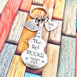 Custom Guitar Keychain Dad, Personalised Guitar Keychain, Gift Dad
