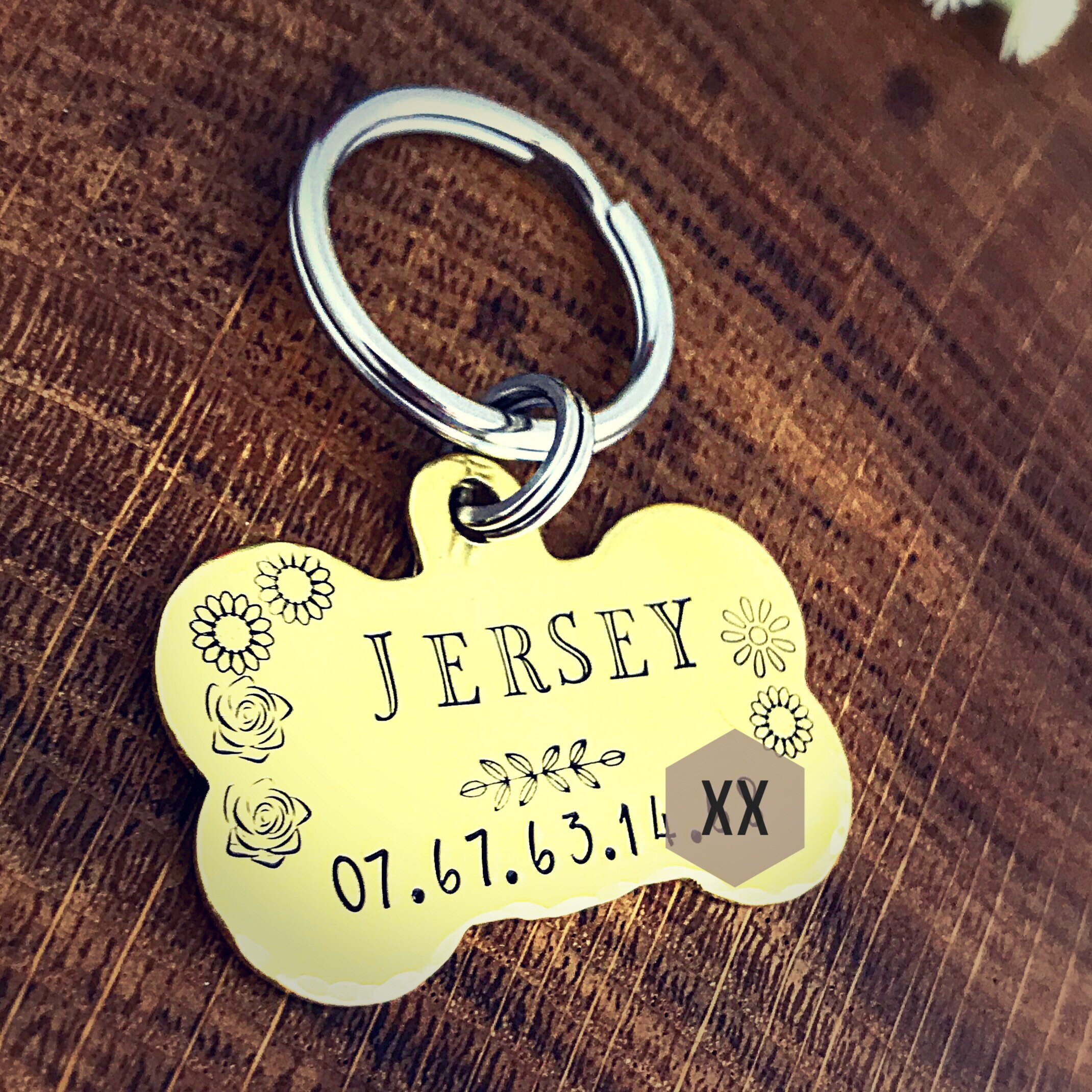 Dog Bone Identity Tag Brass Name Tag Dog Personalized Brass Etsy