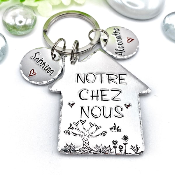 First New Home House Keychain, Home is Where the Heart Is, Gift New Home Owner, New House Gift, Notre Chez Nous