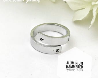 Wrap Ring, Stamped Ring, Personalised Ring, Silver Custom Ring, Custom Name Ring