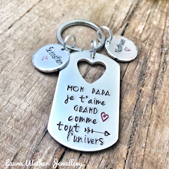 Cadeau Papa Prenom Enfant Porte Cle Grave Papa Cadeau Papa Etsy France
