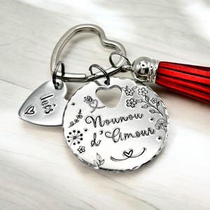Super Nounou, Hand Stamped Nounou Gift, French Nounou, Keychain Nounou