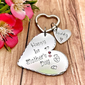First Mother&#39;s Day Keychain, Gift for New Mummy , Custom Keyring Mother&#39;s Day, New Mummy Keyring