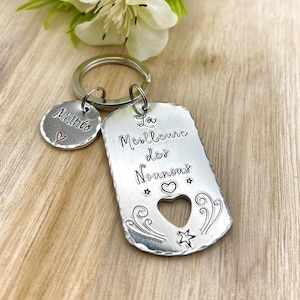 Hand Stamped Nounou Gift, French Nounou, Keychain Nounou