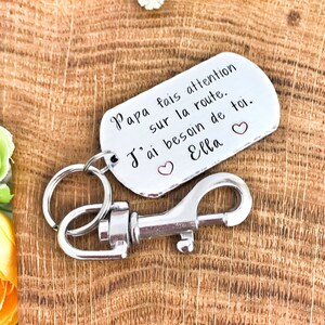 Hand Stamped Papa Keychain Gift for Papa French Keychain image 8