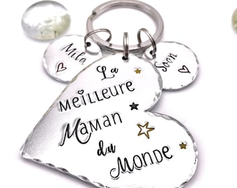 Personalised French Maman Keychain, Custom Keyring Maman
