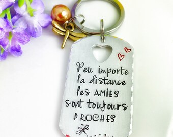 Porte-clés Meilleure Amie – Gravure « Amitié Pour Toujours » – Cadeau Symbolique – Longue Distance – Acier Inoxydable