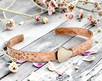 Copper Cuff Bracelet, Hammered Copper Cuff, Copper Message Cuff, Stamped Copper Bangle, Personalised Copper Cuff
