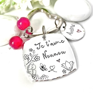 Cadeau Nounou, Hand Stamped Nounou Gift, French Nounou, Keychain Nounou, Merci Nounou