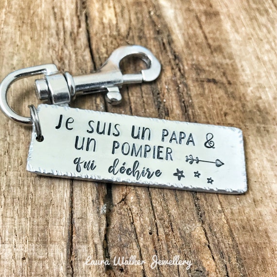 Keychain Cadeau Papa Pompier, Dad Husband Papa, Father's Day Gift 