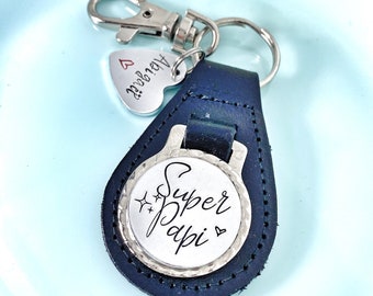 Papi Keychain, Personalised Message French Keyring, Cadeau Papi