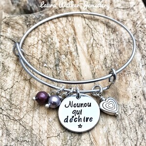 Hand Stamped Personalised French Bracelet, Present End of Term Nounou image 2