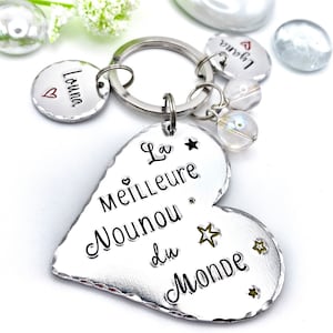 Hand Stamped Nounou Gift, French Nounou, Keychain Nounou