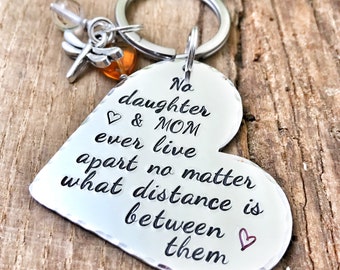 Long Distance Keychain Mother, Keychain Mother Daughter, Stamped Gift Mom, Mother's Day Gift