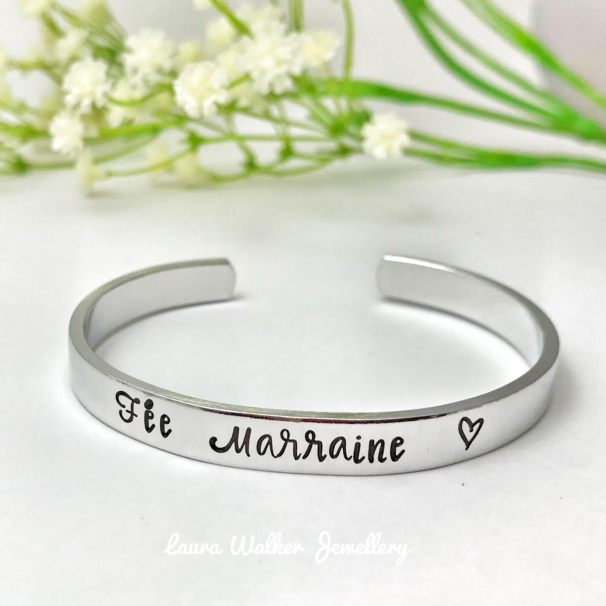 Bracelet Marraine Avec Carte - Cadeau Naissance, Baptême, Noël, Gravé 'Marraine', Acier Inoxydable, Ajustable - 9